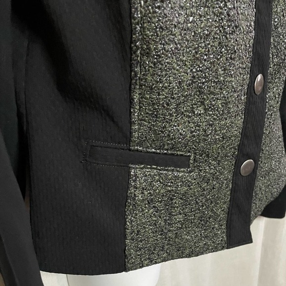 CAbi Cropped Media Jacket Black with Army Green Panels Style # 3036 Size Medium - Picture 7 of 16